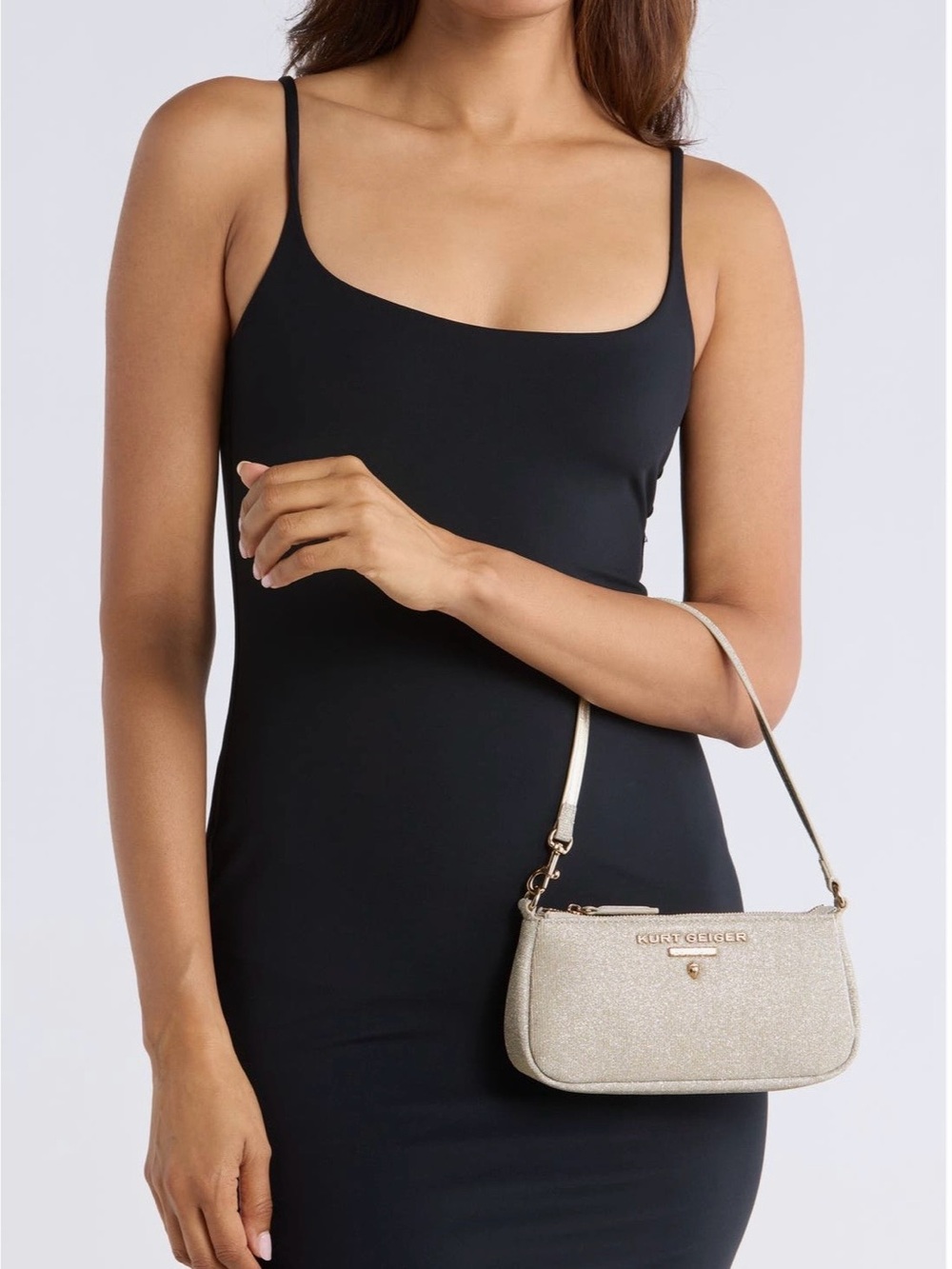 Kurt Geiger Mini Shoulder Bag in Shimmery Champagne